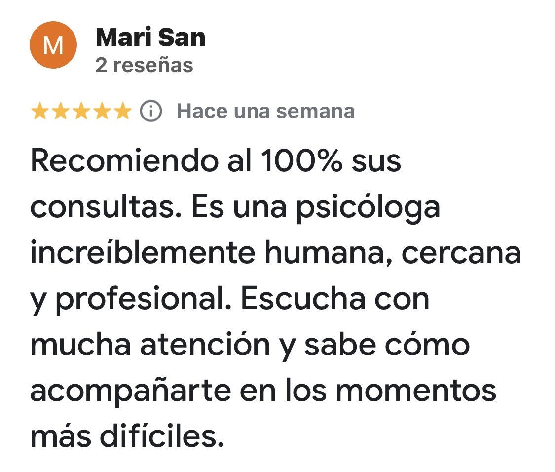 Reseña de 5 estrellas de Mari San sobre las consultas con Amparo